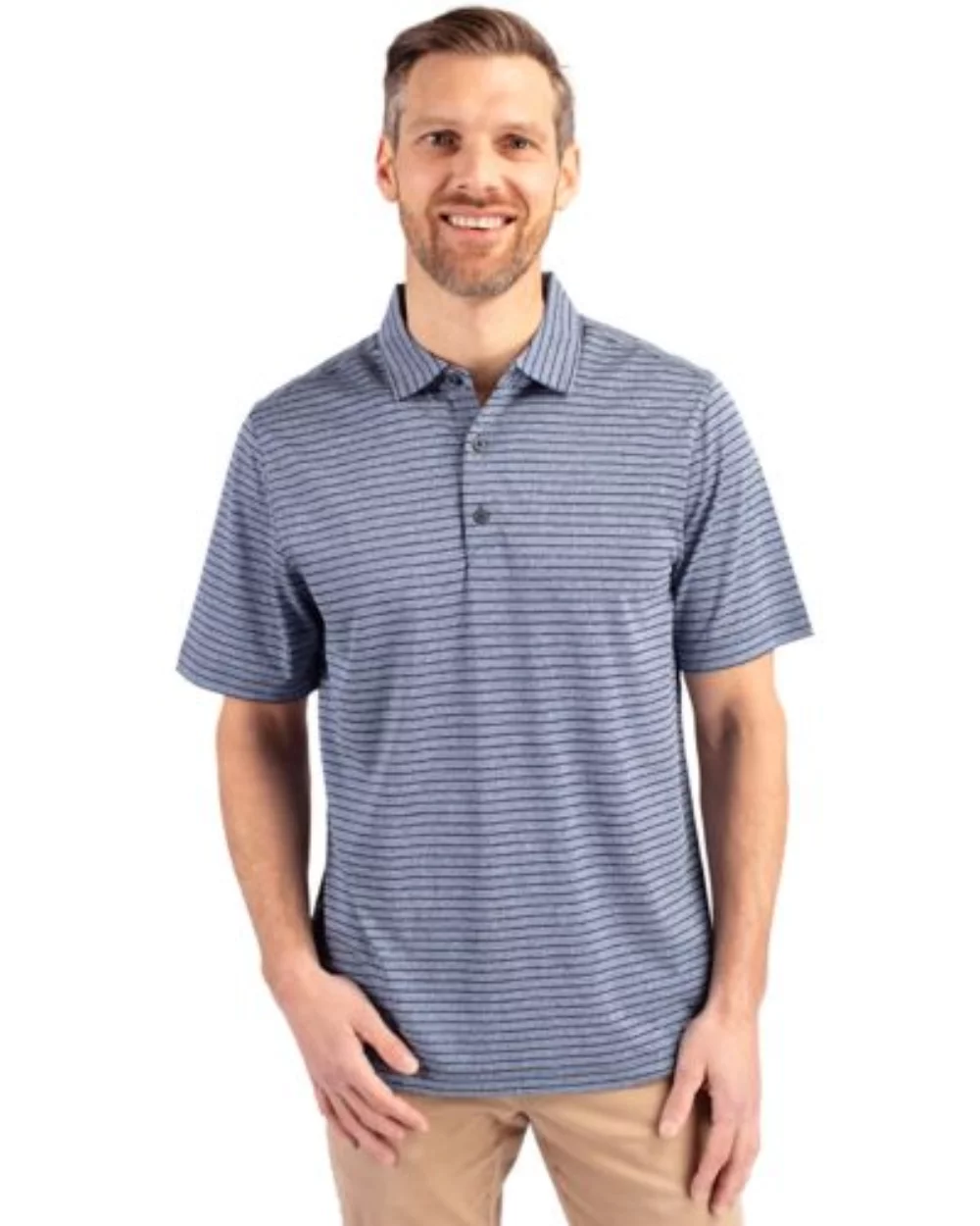 Cutter & Buck Forge Eco Heather Stripe Stretch Recycled Mens Polo