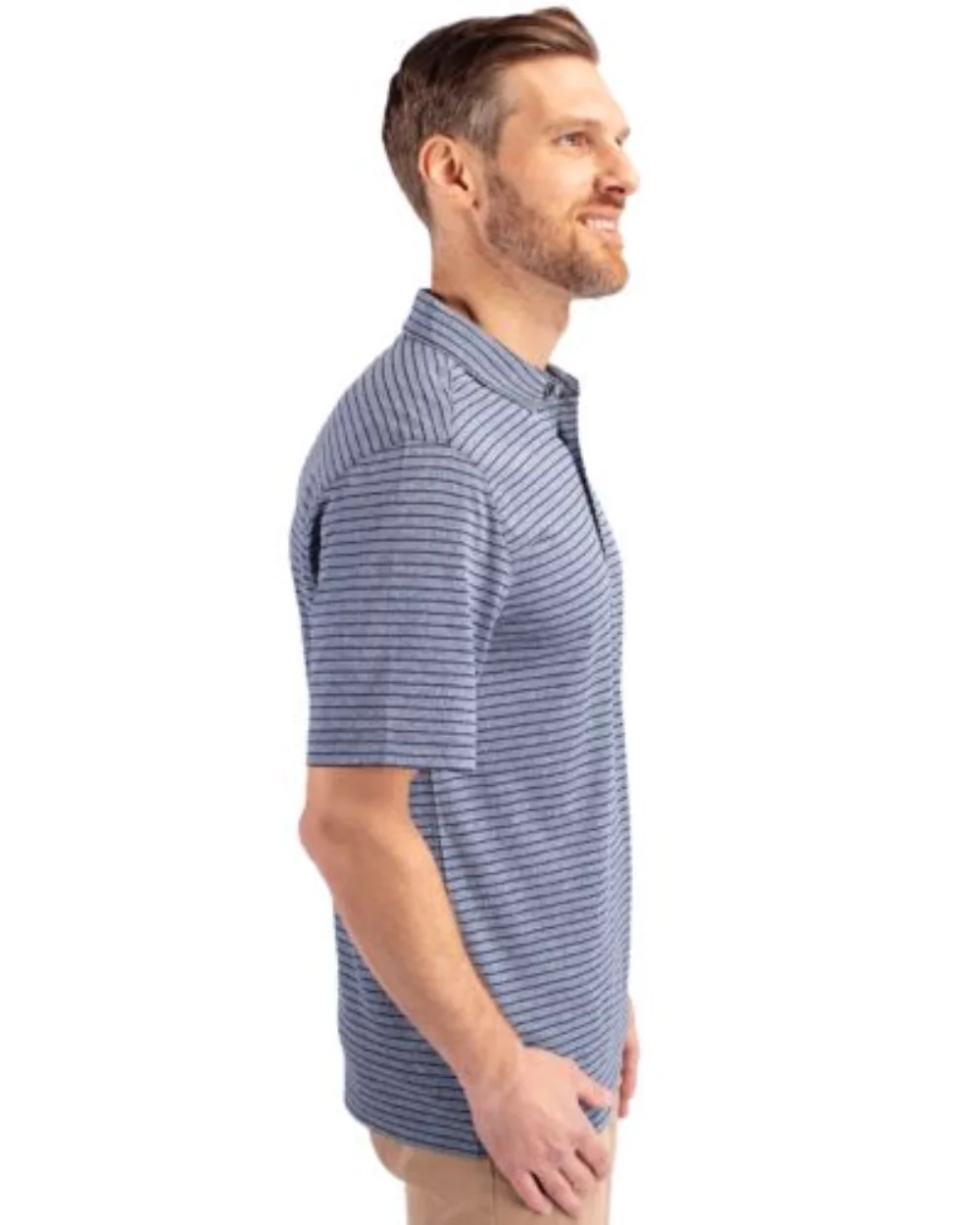 Cutter & Buck Forge Eco Heather Stripe Stretch Recycled Mens Polo