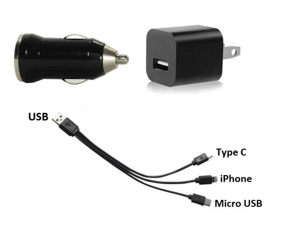 Travel Charge Kit w/USB Wall & Car Charger