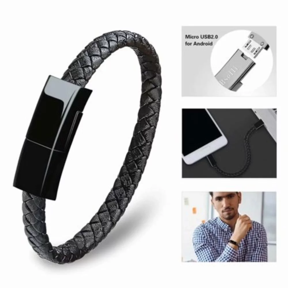 Bracelet en cuir chargeur 2-en-1