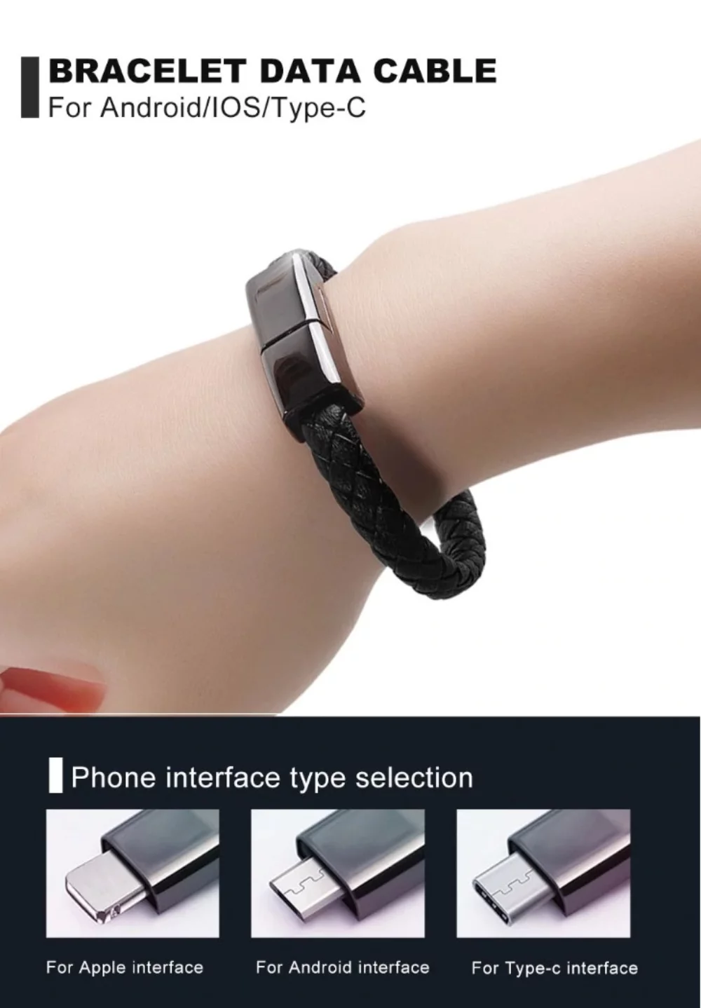 2-in-1 Leather Bracelet Charger