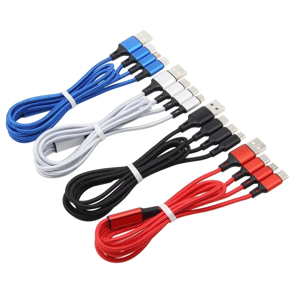 Câble de charge tressé 3-en-1 de 2 mètres