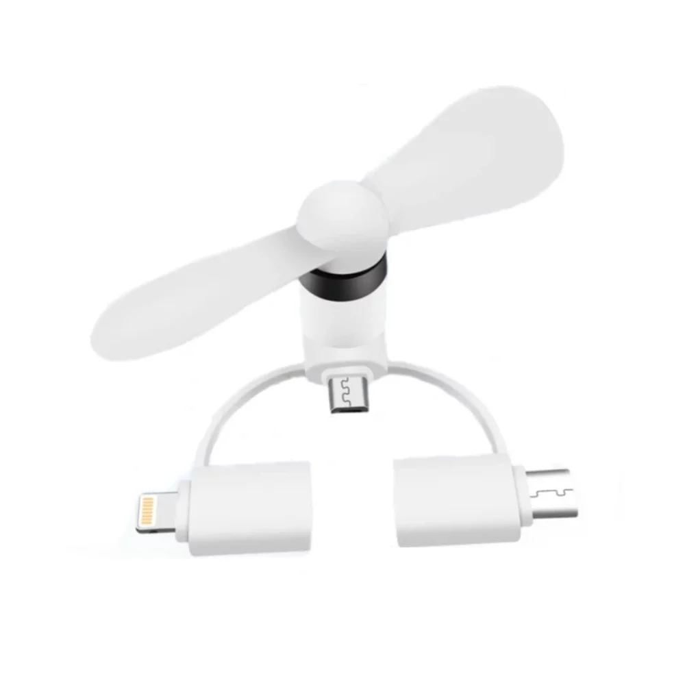 Mini ventilateur pour téléphone portable avec connecteurs branchés