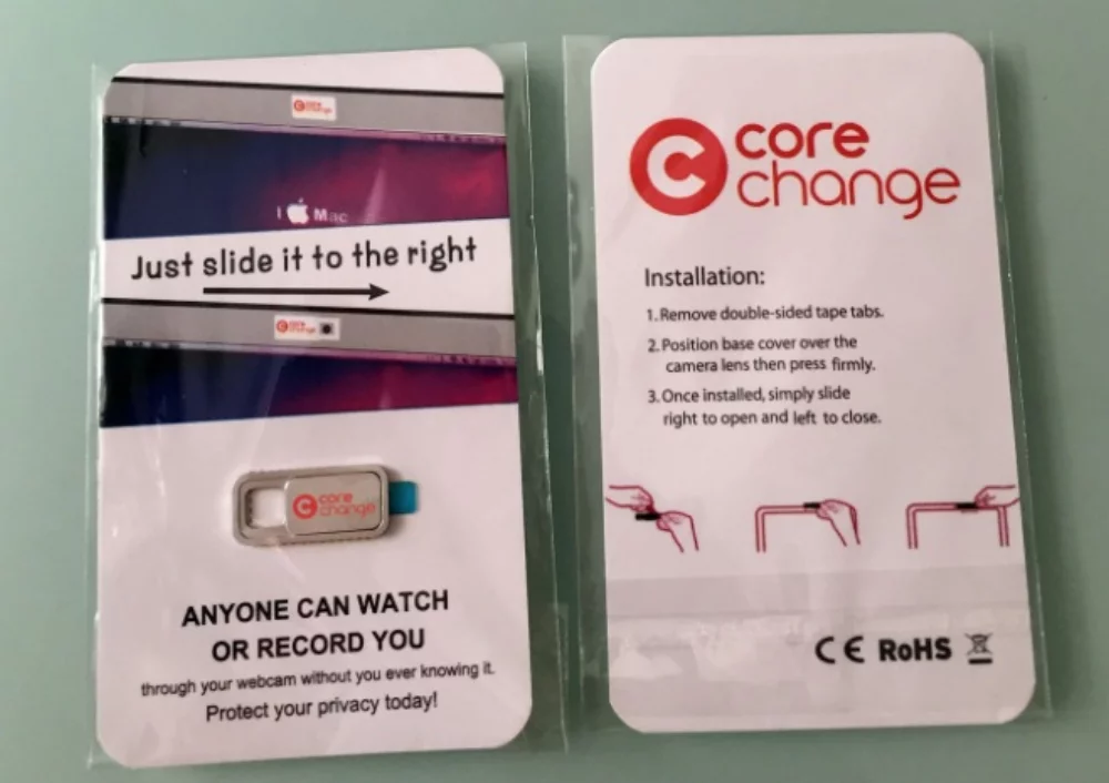 Cache-webcam rectangulaire en métal avec bords arrondis