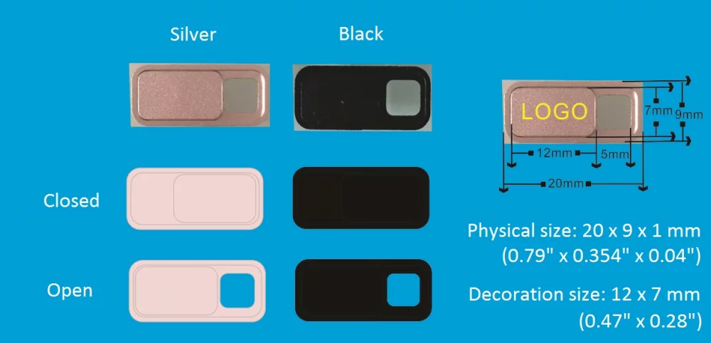Rectangular Metal Webcam Cover w/Rounded Edges