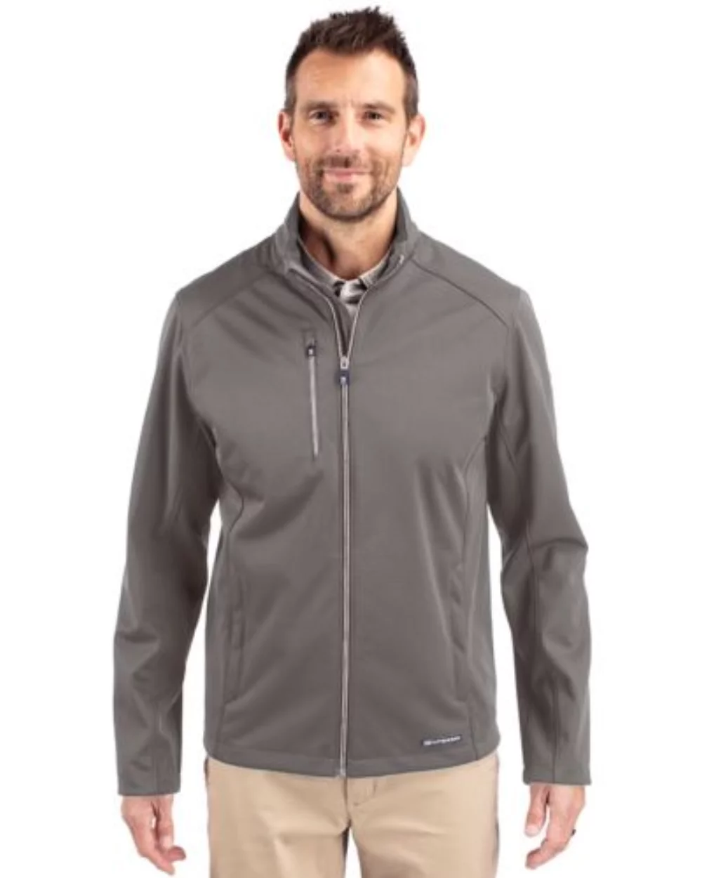 Veste pour homme Cutter & Buck Evoke Eco Softshell à fermeture éclair intégrale en matériaux recyclés