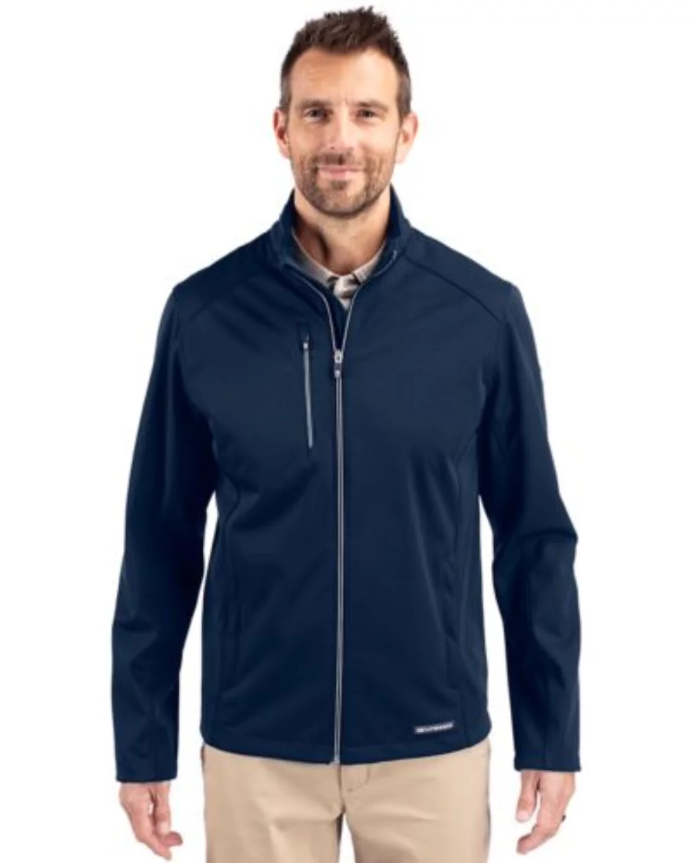 Veste pour homme Cutter & Buck Evoke Eco Softshell à fermeture éclair intégrale en matériaux recyclés