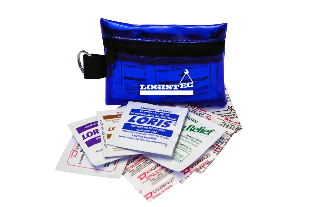 Trousse de premiers secours pour l'extérieur avec sac en PVC et porte-clés (23 pièces)