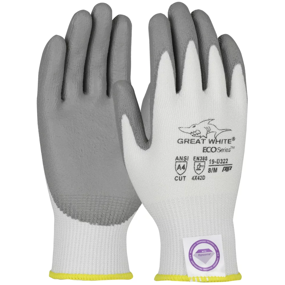 Great White® ECO Series™ Seamless Knit Dyneema® Diamond 2.0 Blended Glove with Polyurethane Coated