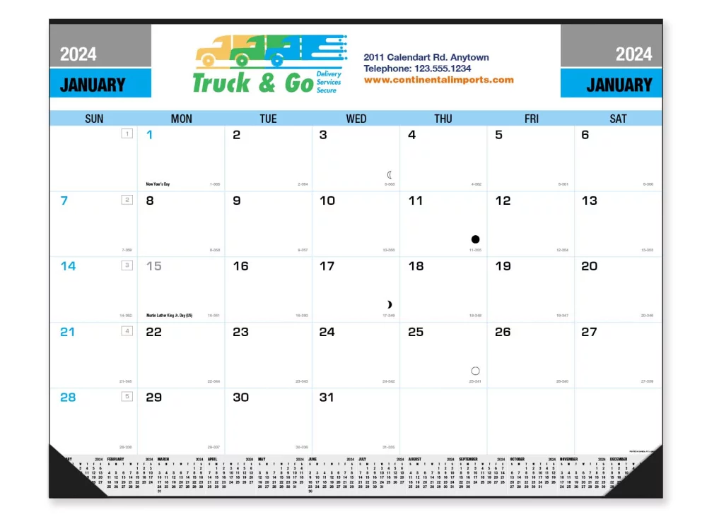 Grand calendrier de bureau carré