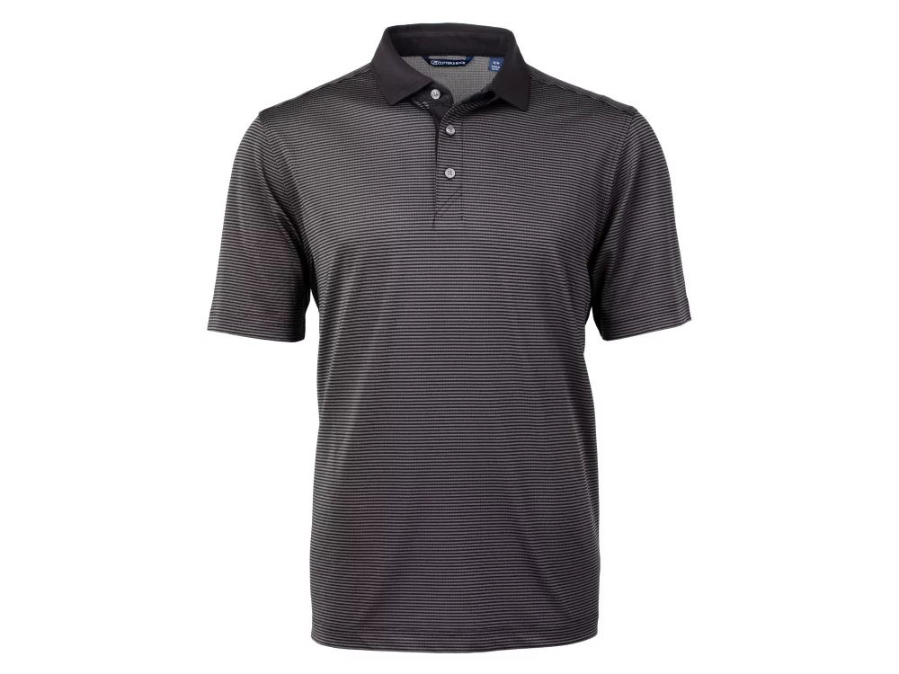 Polo Cutter & Buck Virtue Eco Pique à rayures micro recyclé pour hommes grands et grands.