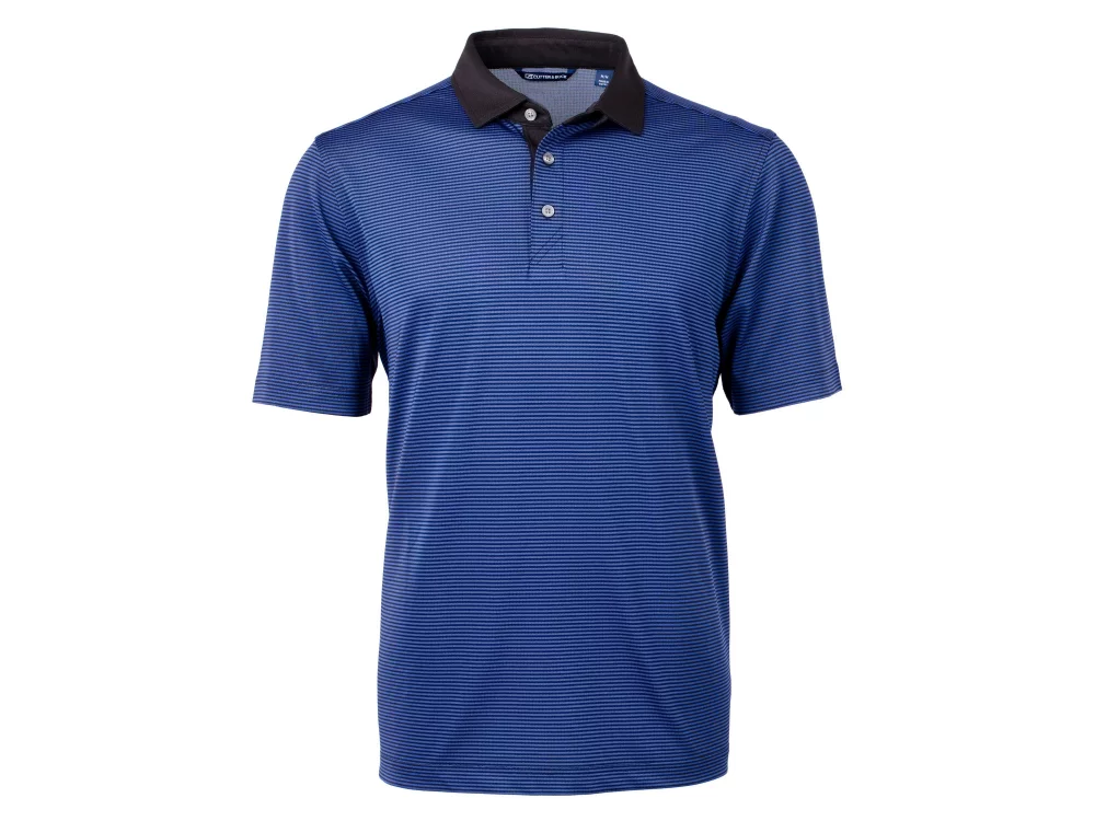 Polo Cutter & Buck Virtue Eco Pique à rayures micro recyclé pour hommes grands et grands.