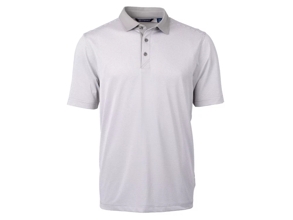 Polo Cutter & Buck Virtue Eco Pique à rayures micro recyclé pour hommes grands et grands.
