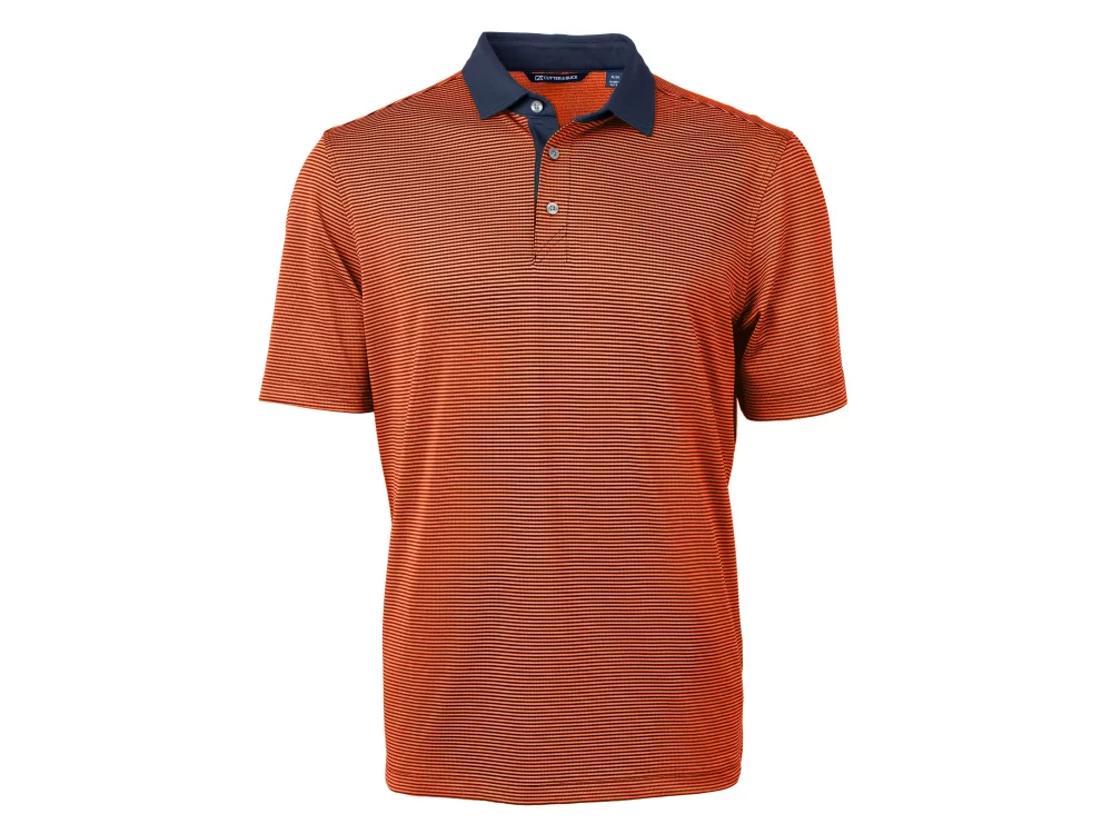 Polo Cutter & Buck Virtue Eco Pique à rayures micro recyclé pour hommes grands et grands.
