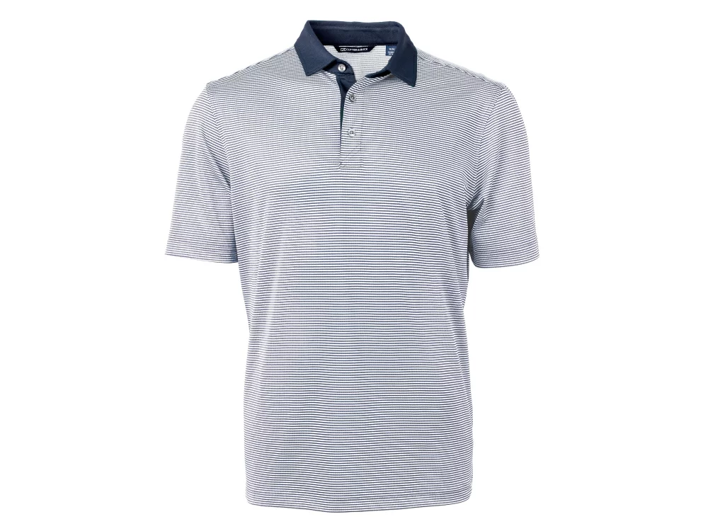 Polo Cutter & Buck Virtue Eco Pique à rayures micro recyclé pour hommes grands et grands.