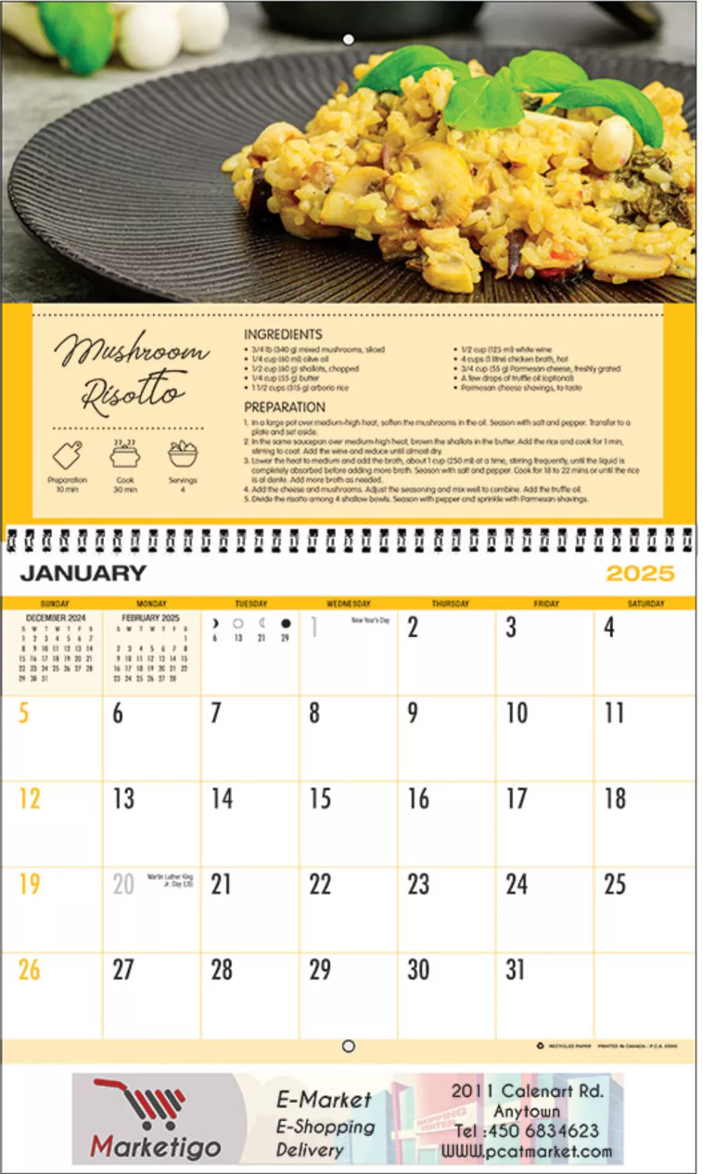 Calendrier de rendez-vous de recettes
