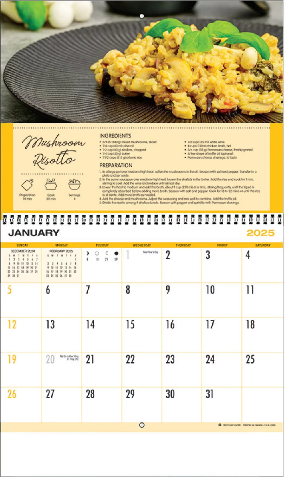 Calendrier de rendez-vous de recettes