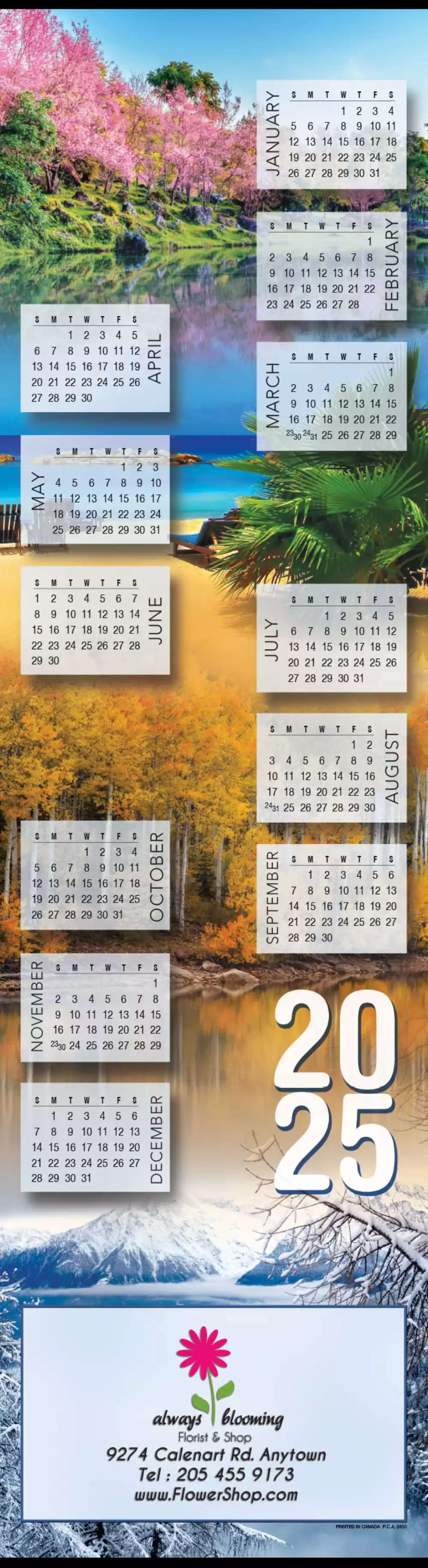 Calendrier mural des quatre saisons