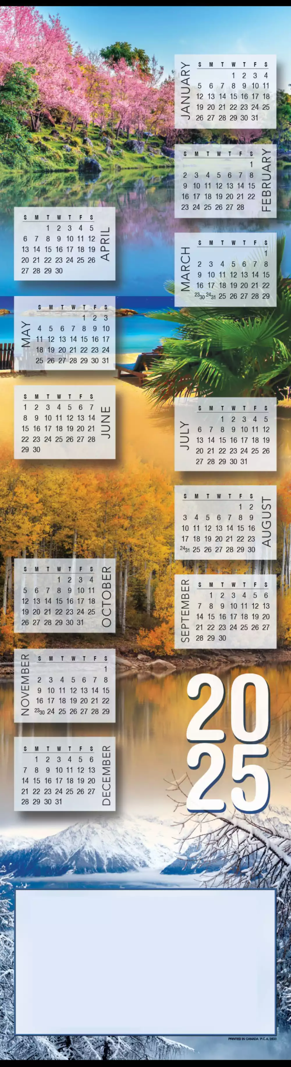 Calendrier mural des quatre saisons