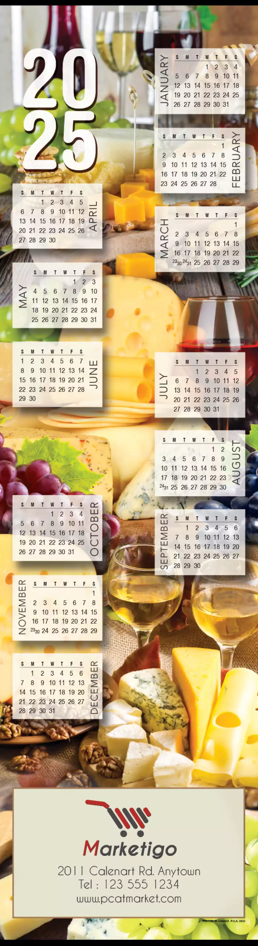 Calendrier de dégustation de vin et de fromage