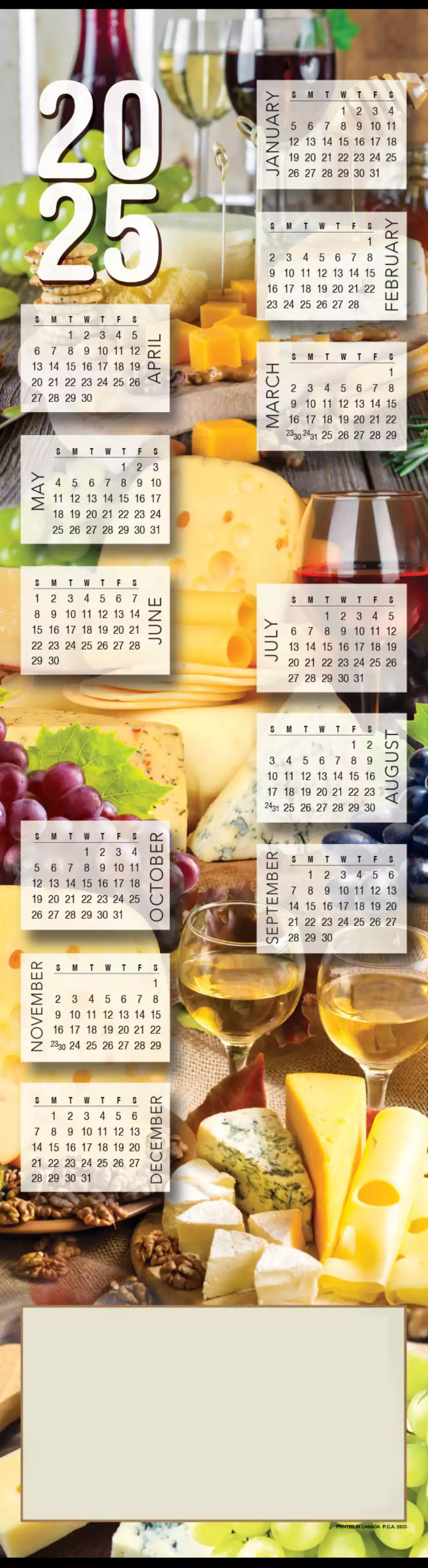 Calendrier de dégustation de vin et de fromage