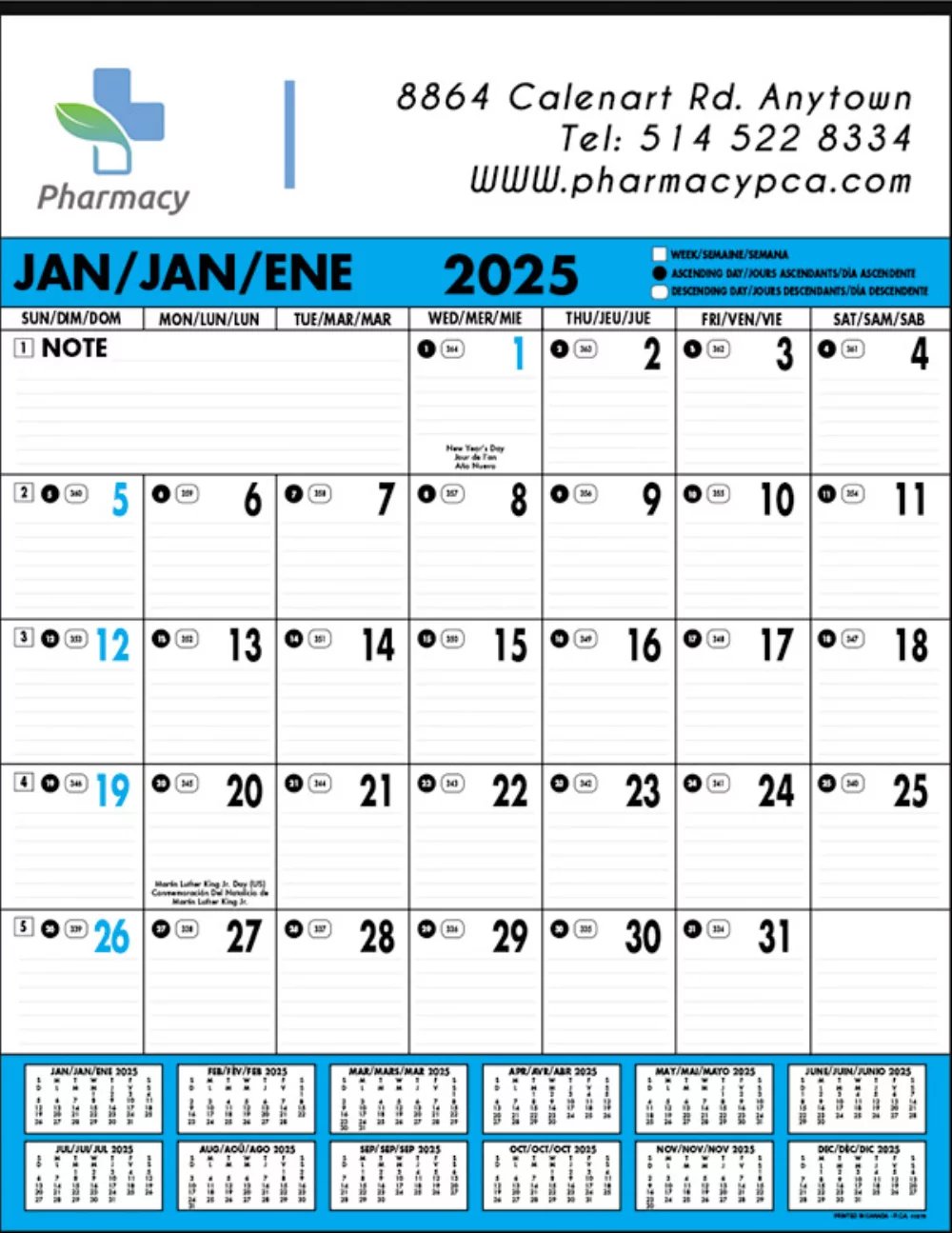 Calendrier du planificateur commercial de l'entrepreneur