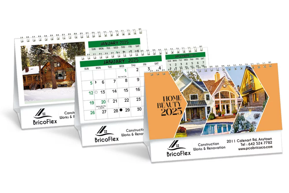 Calendrier de bureau double vue pour la maison