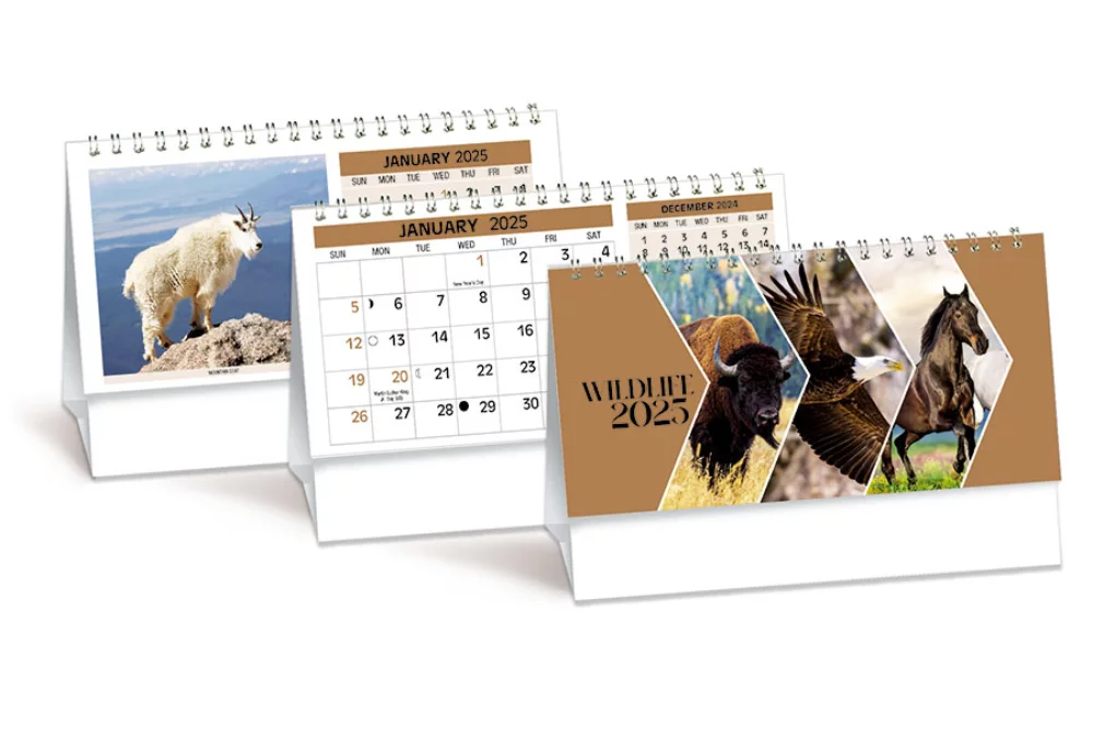 Calendrier de bureau double vue sur la faune
