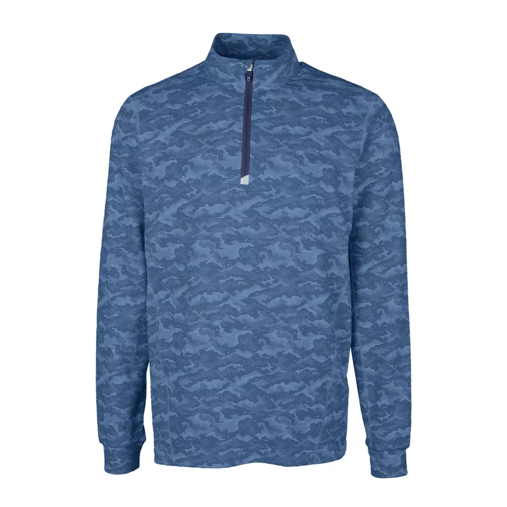 Pull-over Cutter & Buck Traverse Stretch Camo Print Eco à quart de zip pour hommes de grande taille.