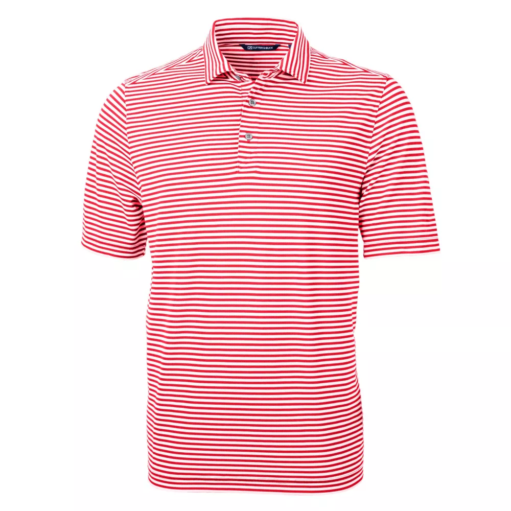 Polo Cutter & Buck Virtue Eco Pique à rayures recyclées pour hommes de grande taille.