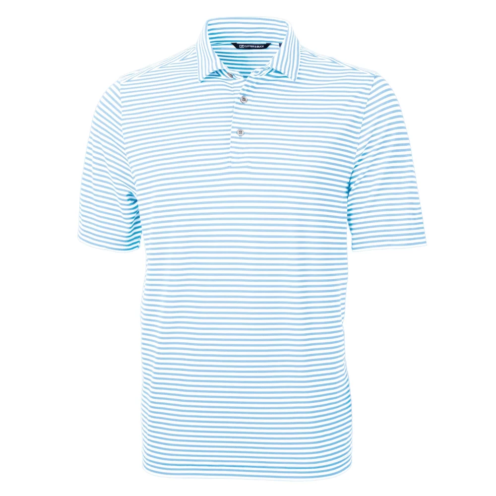 Polo Cutter & Buck Virtue Eco Pique à rayures recyclées pour hommes de grande taille.