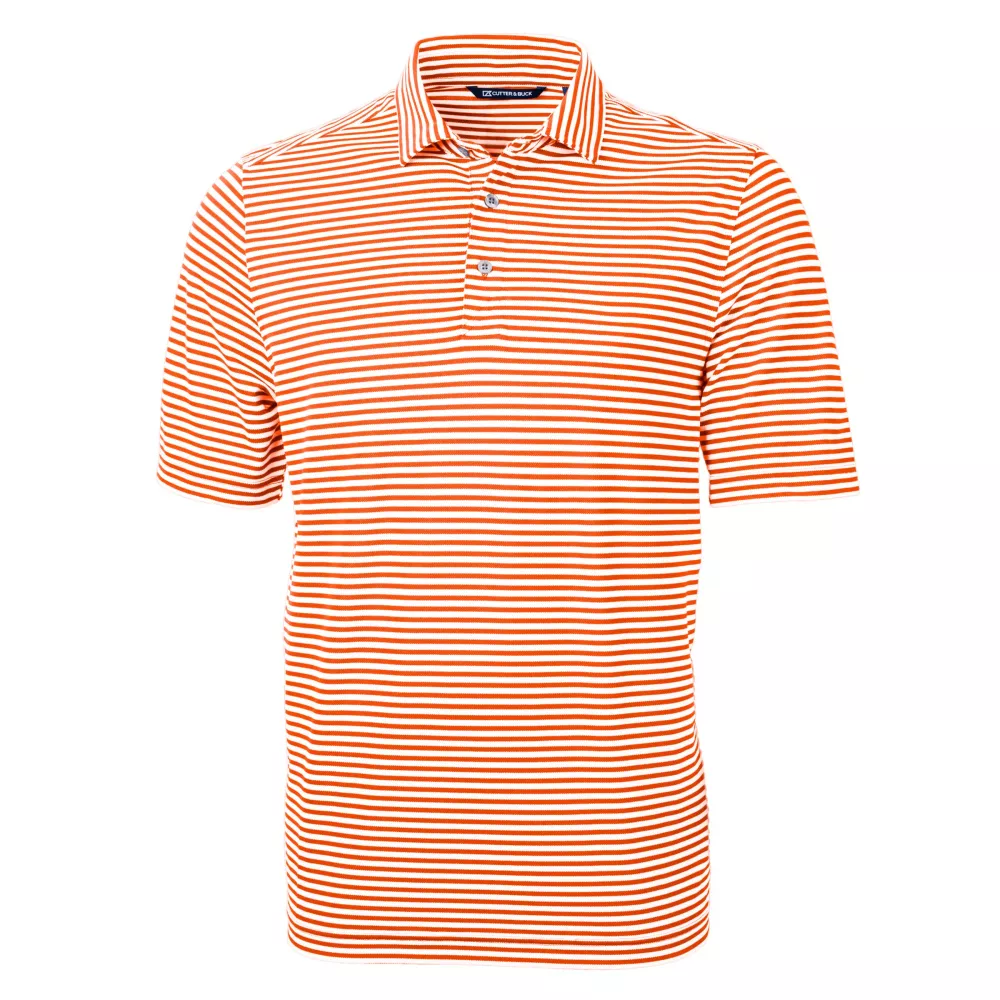 Polo Cutter & Buck Virtue Eco Pique à rayures recyclées pour hommes de grande taille.