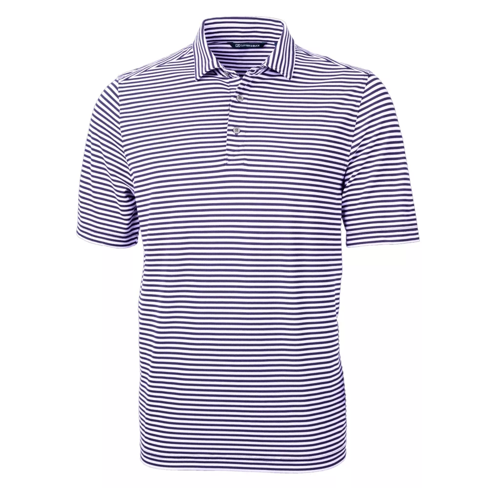 Polo Cutter & Buck Virtue Eco Pique à rayures recyclées pour hommes de grande taille.