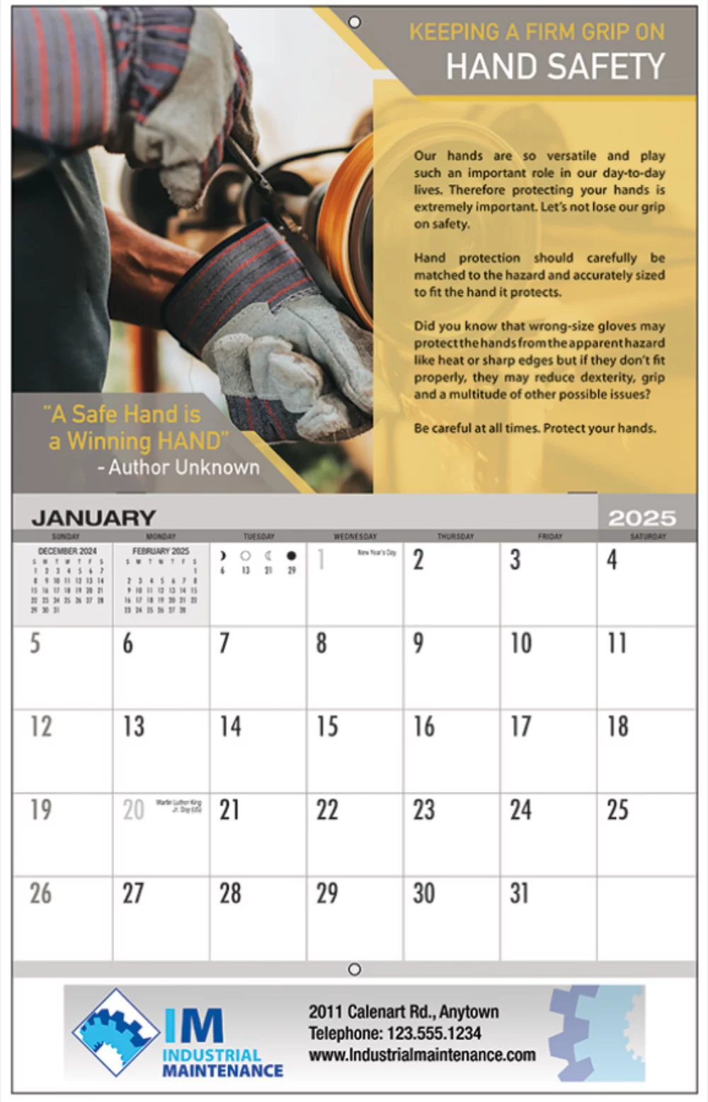 Calendrier mural personnalisé des rendez-vous