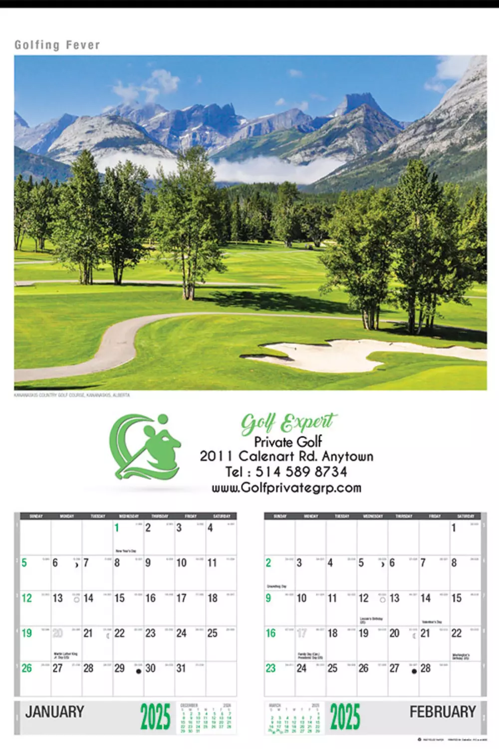 Calendrier multi-feuilles Golfing Fever