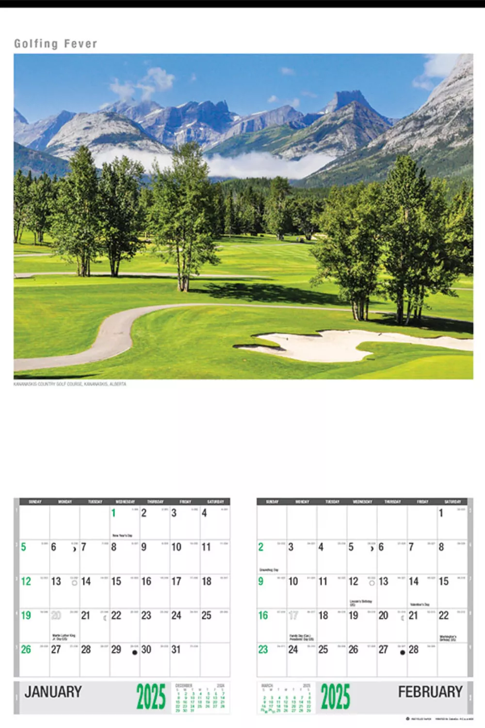 Calendrier multi-feuilles Golfing Fever