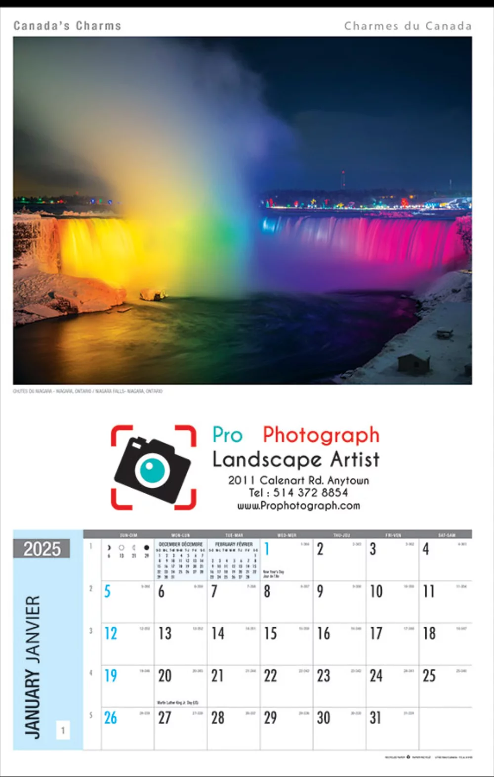 Calendrier mural Canada Charms