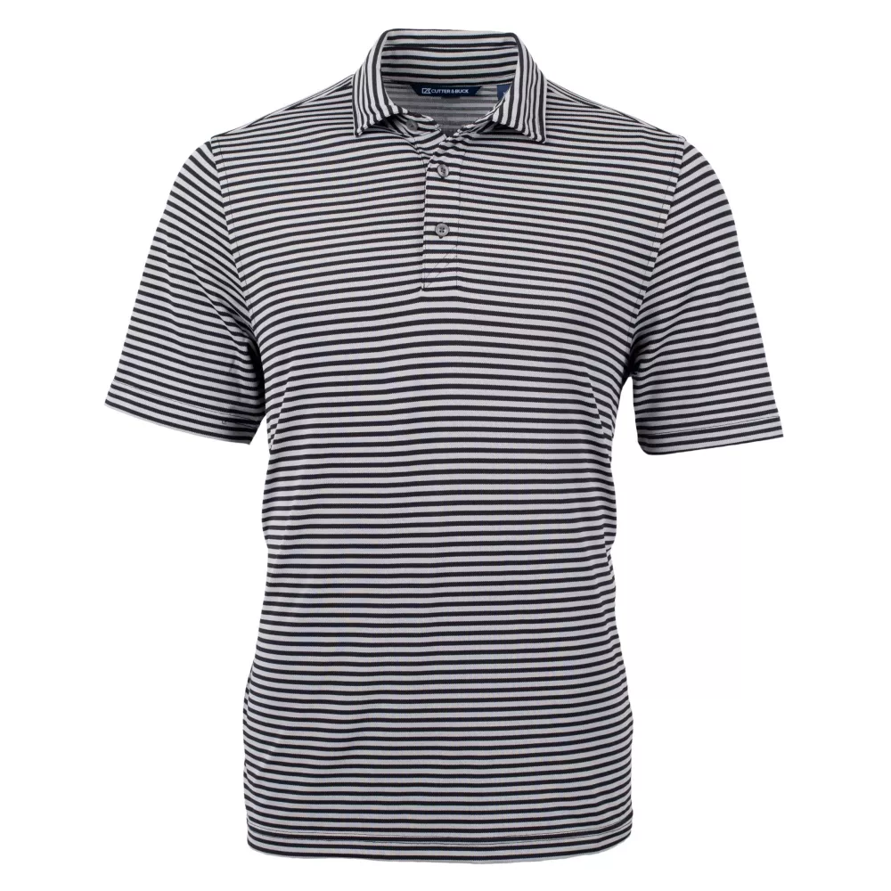 Polo Cutter & Buck Virtue Eco Pique à rayures recyclées pour hommes de grande taille.