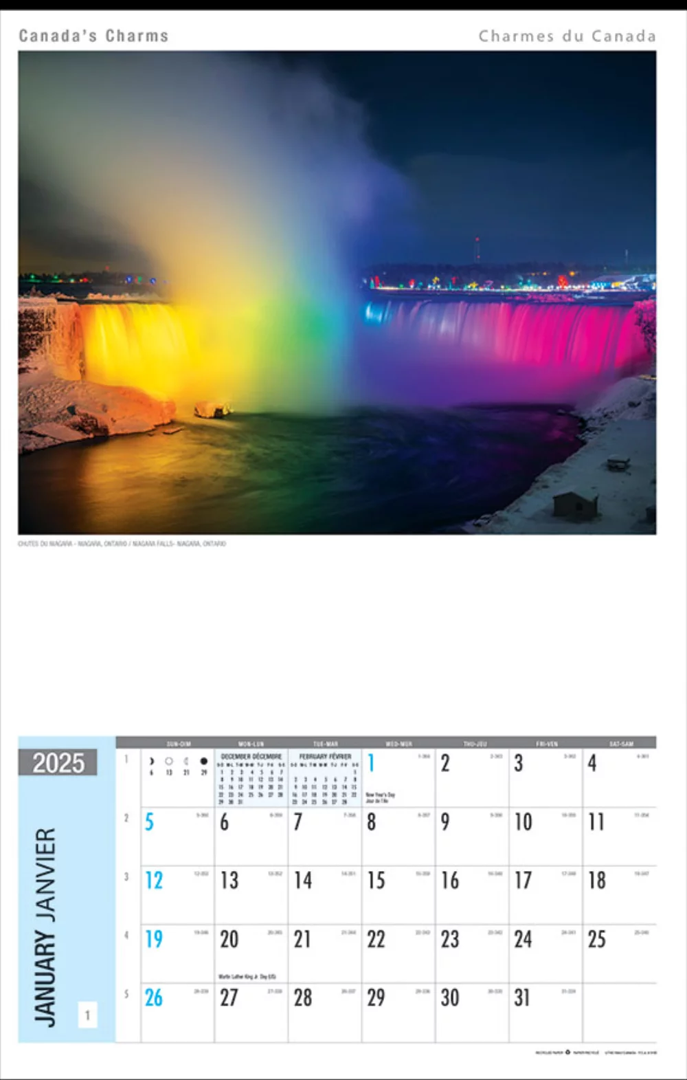 Calendrier mural Canada Charms