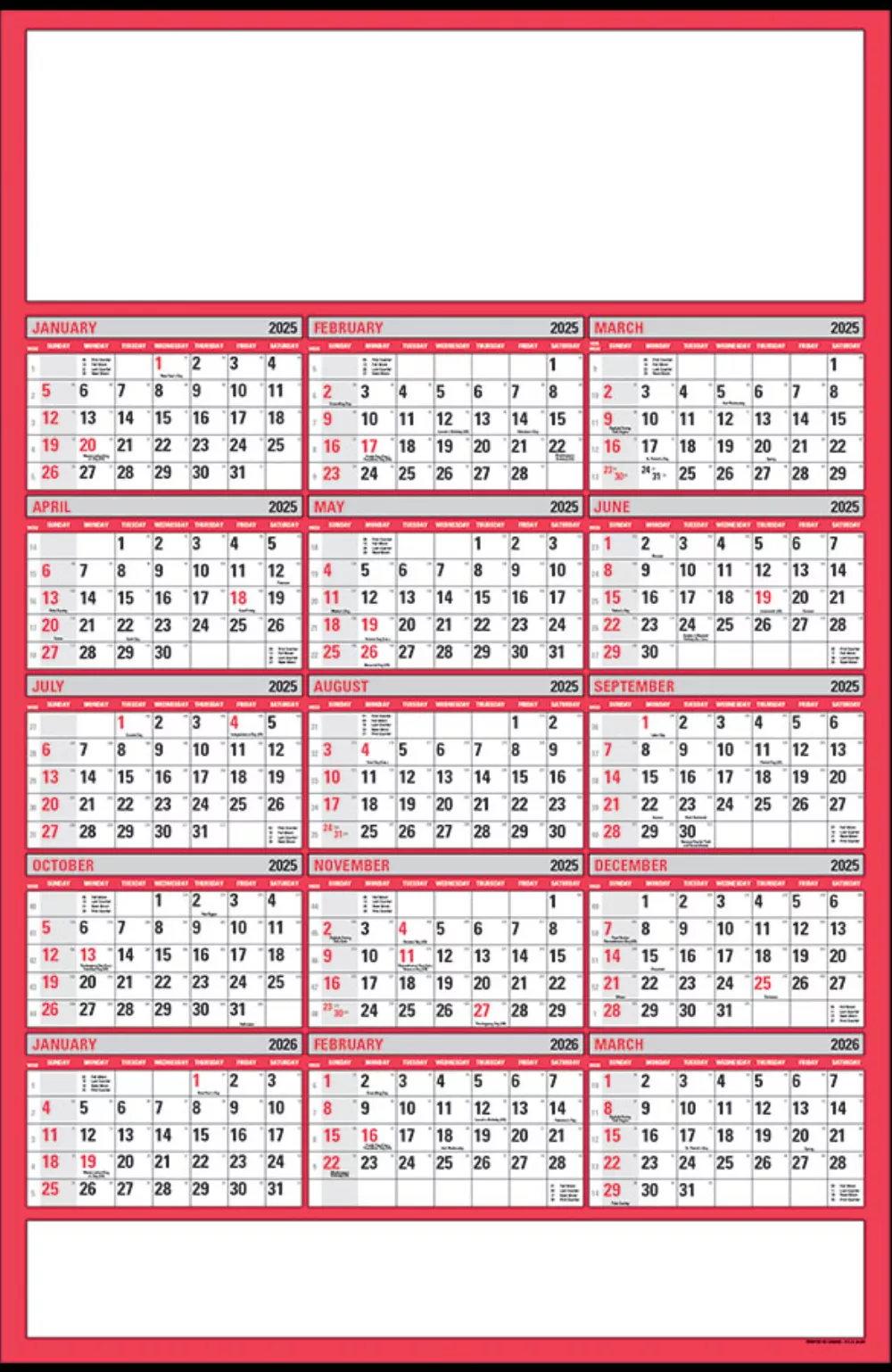 Calendrier publicitaire double de 15 mois
