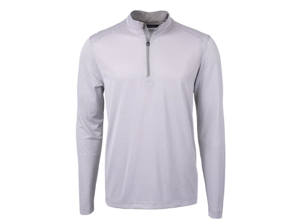 Cutter & Buck Virtue Eco Pique Micro Stripe Recycled pour homme grande taille à quart de zip