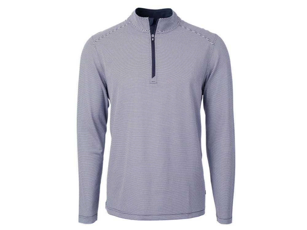 Cutter & Buck Virtue Eco Pique Micro Stripe Recycled pour homme grande taille à quart de zip