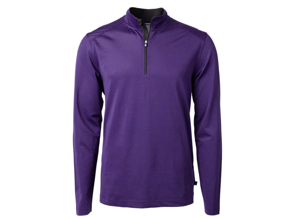 Cutter & Buck Virtue Eco Pique Micro Stripe Recycled pour homme grande taille à quart de zip