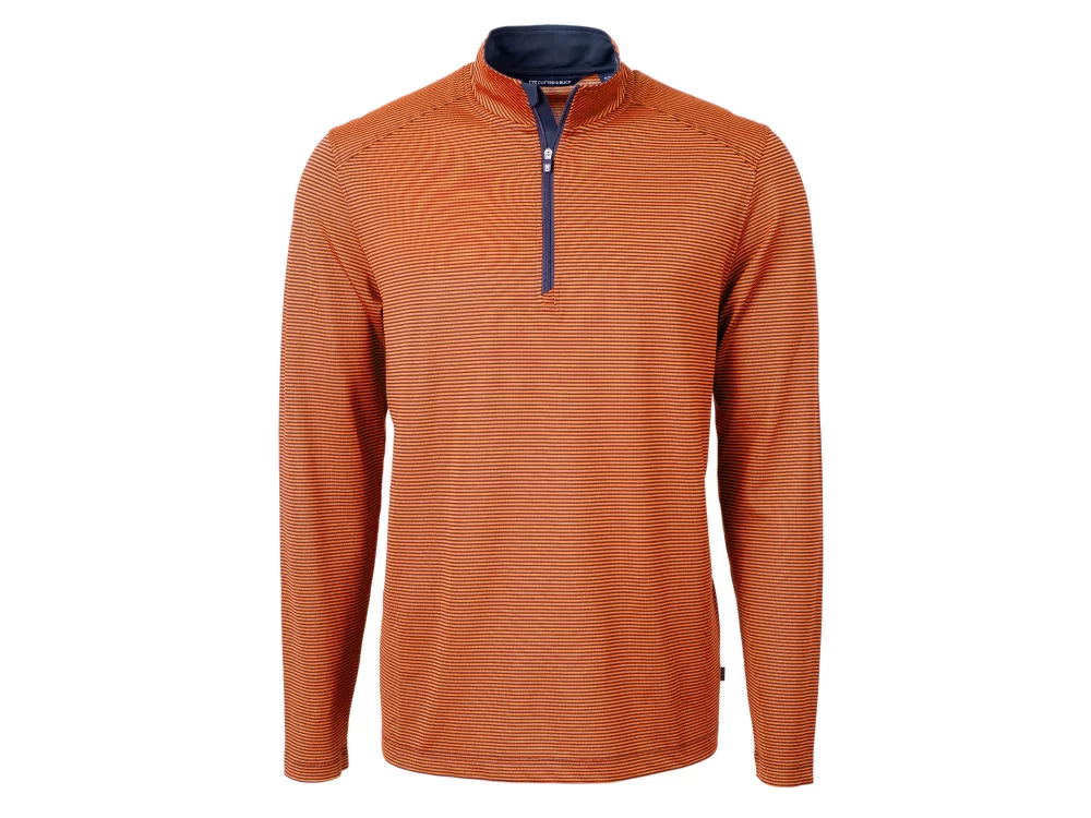 Cutter & Buck Virtue Eco Pique Micro Stripe Recycled pour homme grande taille à quart de zip