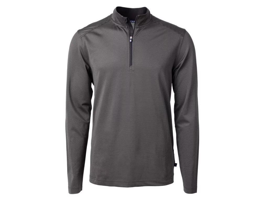 Cutter & Buck Virtue Eco Pique Micro Stripe Recycled pour homme grande taille à quart de zip