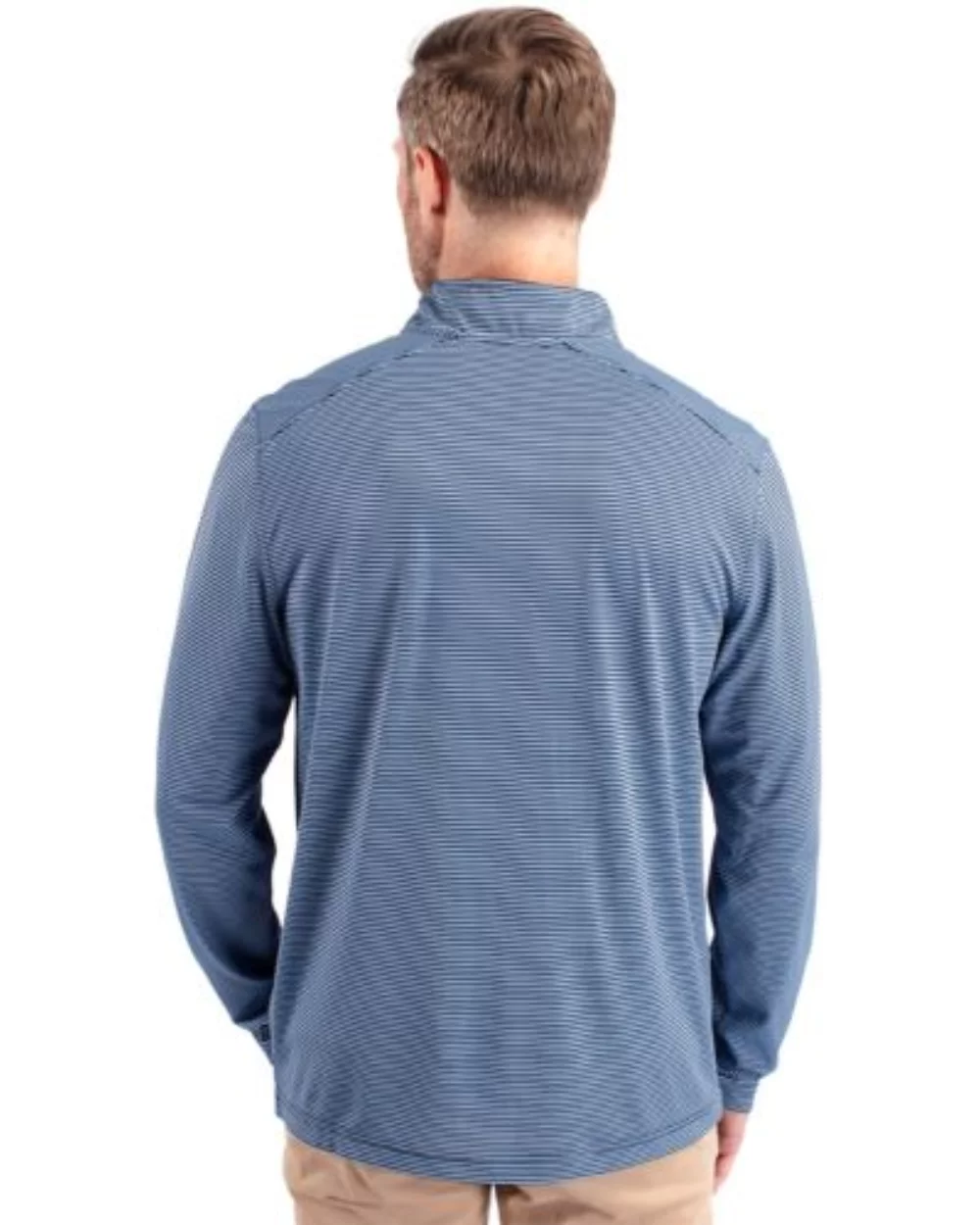 Cutter & Buck Virtue Eco Pique Micro Stripe Recycled Mens Big & Tall Quarter Zip