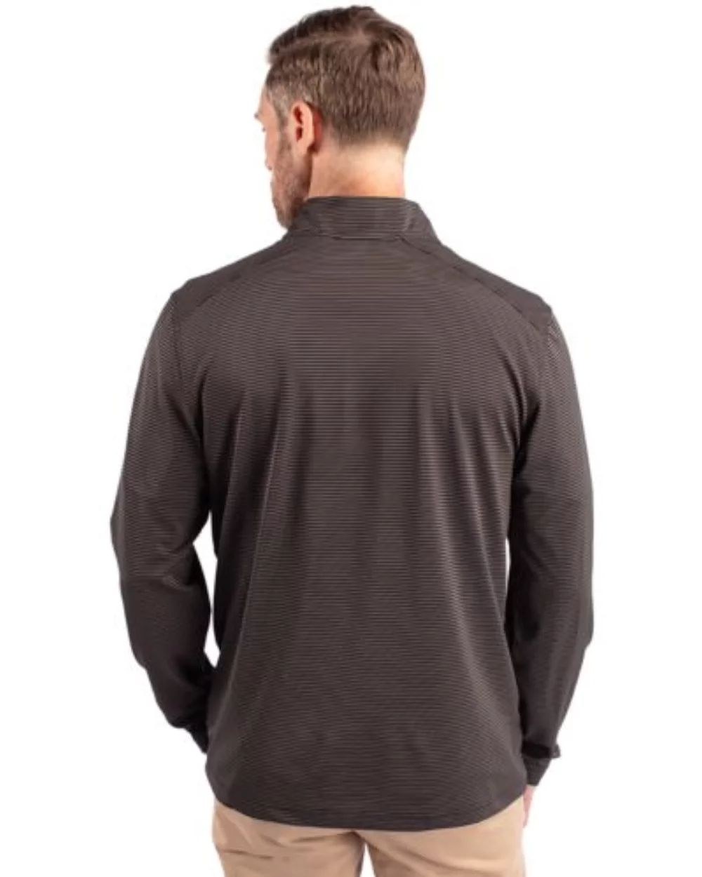 Cutter & Buck Virtue Eco Pique Micro Stripe Recycled Mens Big & Tall Quarter Zip