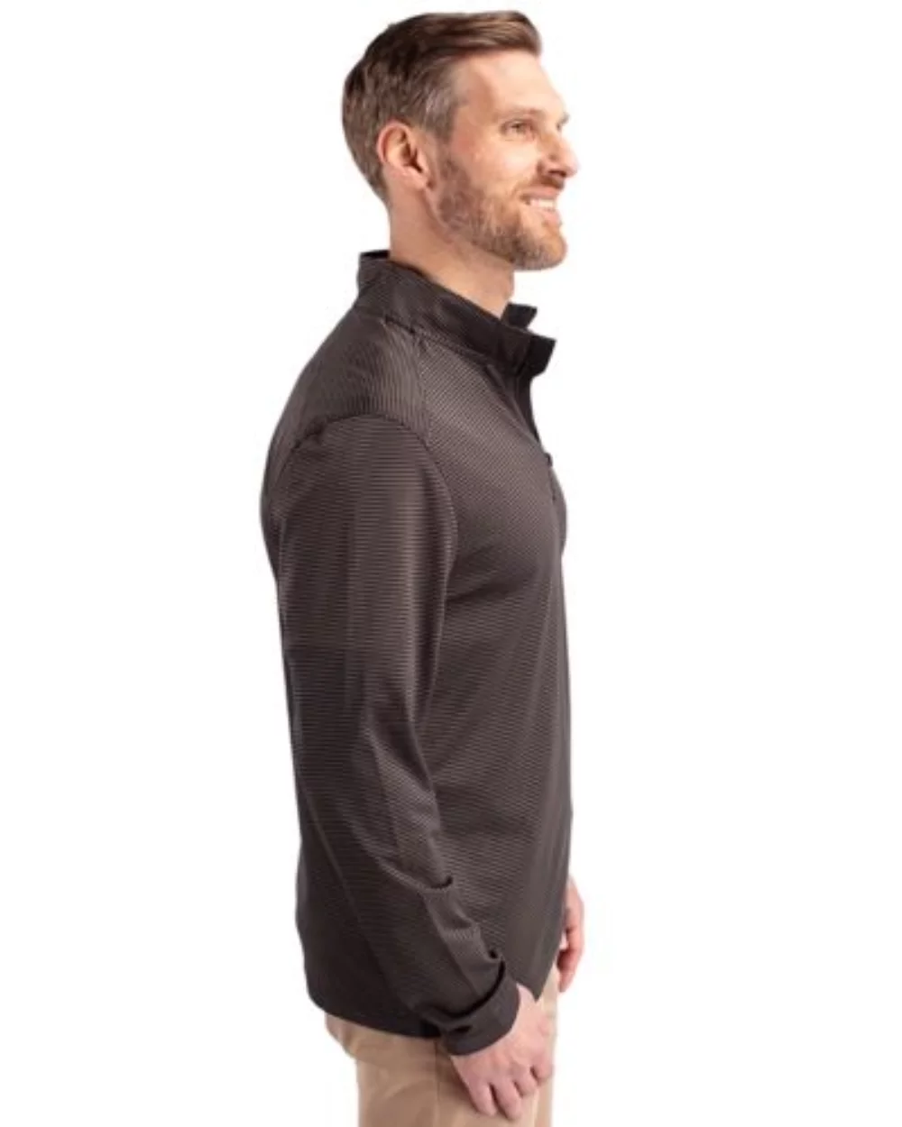 Cutter & Buck Virtue Eco Pique Micro Stripe Recycled pour homme grande taille à quart de zip
