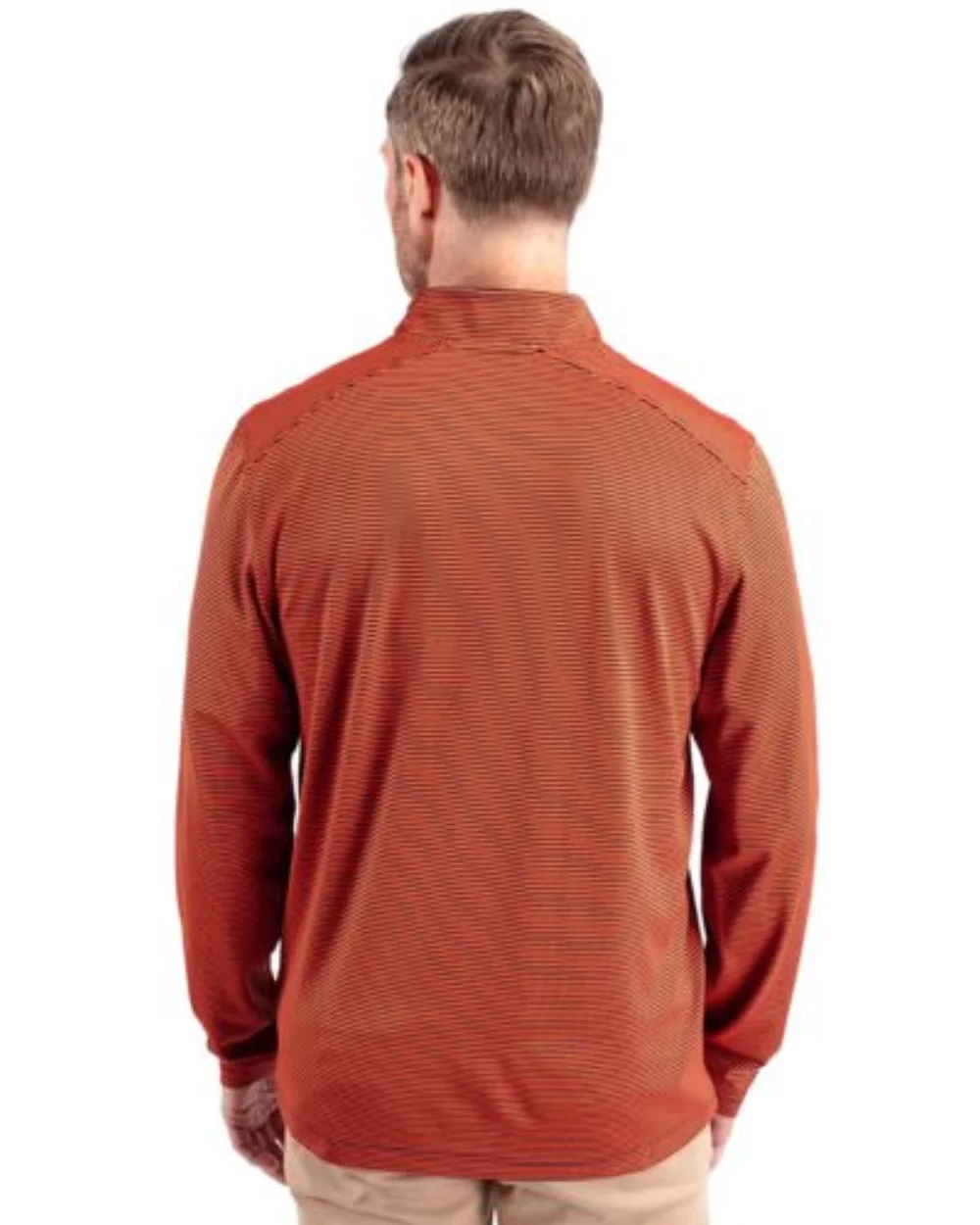 Cutter & Buck Virtue Eco Pique Micro Stripe Recycled pour homme grande taille à quart de zip