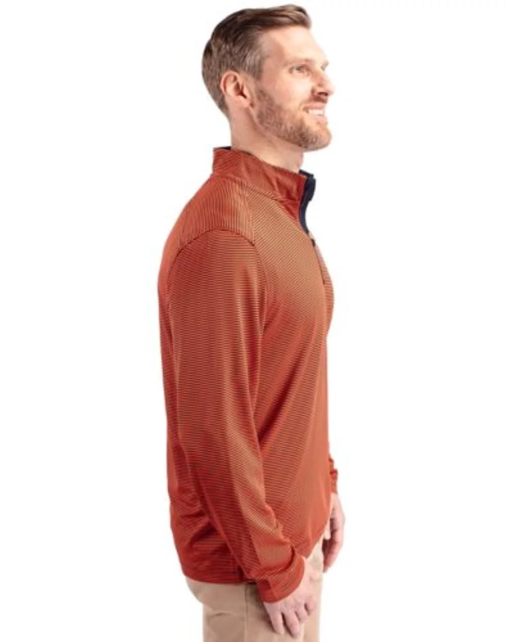 Cutter & Buck Virtue Eco Pique Micro Stripe Recycled pour homme grande taille à quart de zip